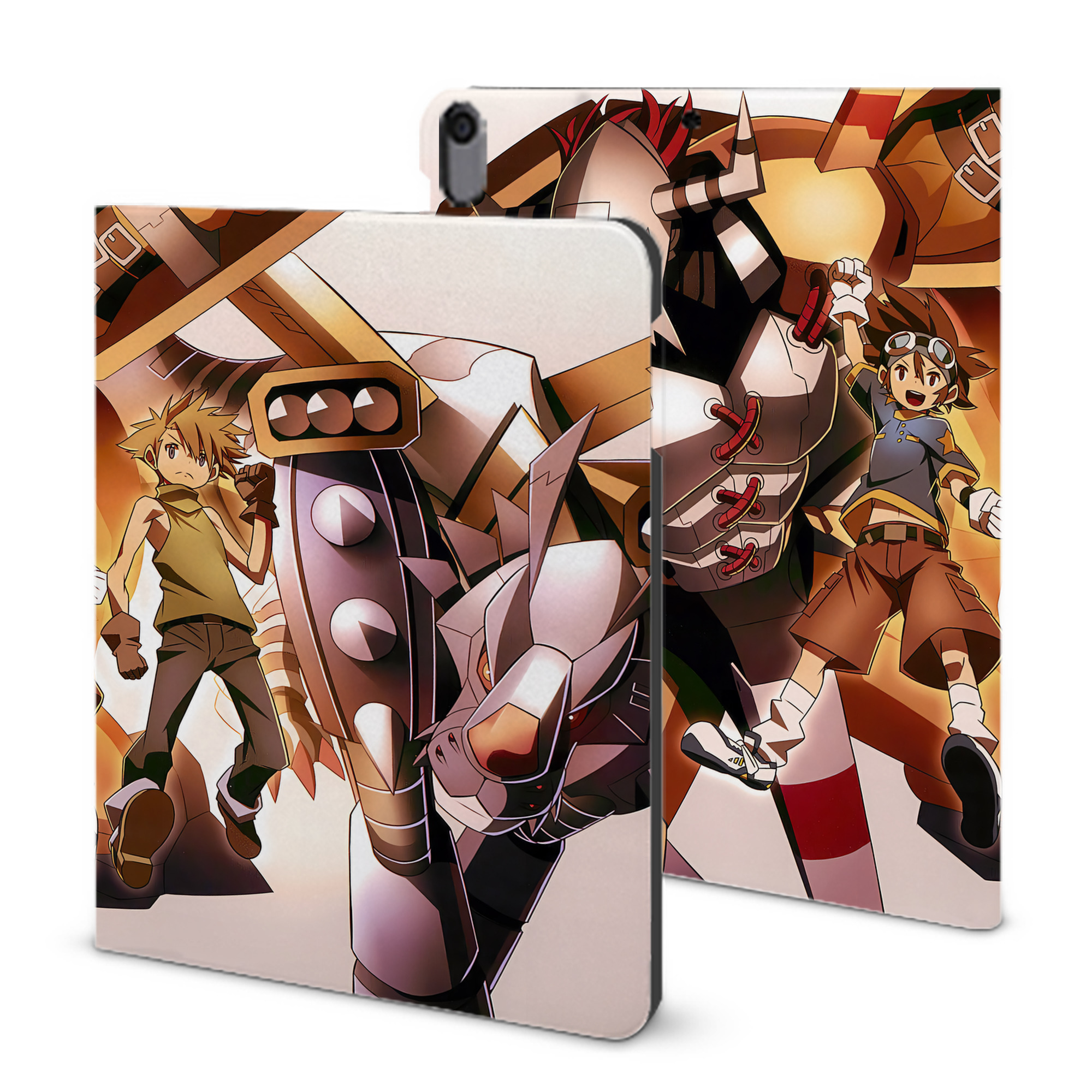 （画像用） Digimon デジタルモンスター/デジモン IPad ケース ブック型 PUレザー TPU 耐衝撃 軽量 薄型 ペン収納なし 全面保護 IPad 各モデル対応